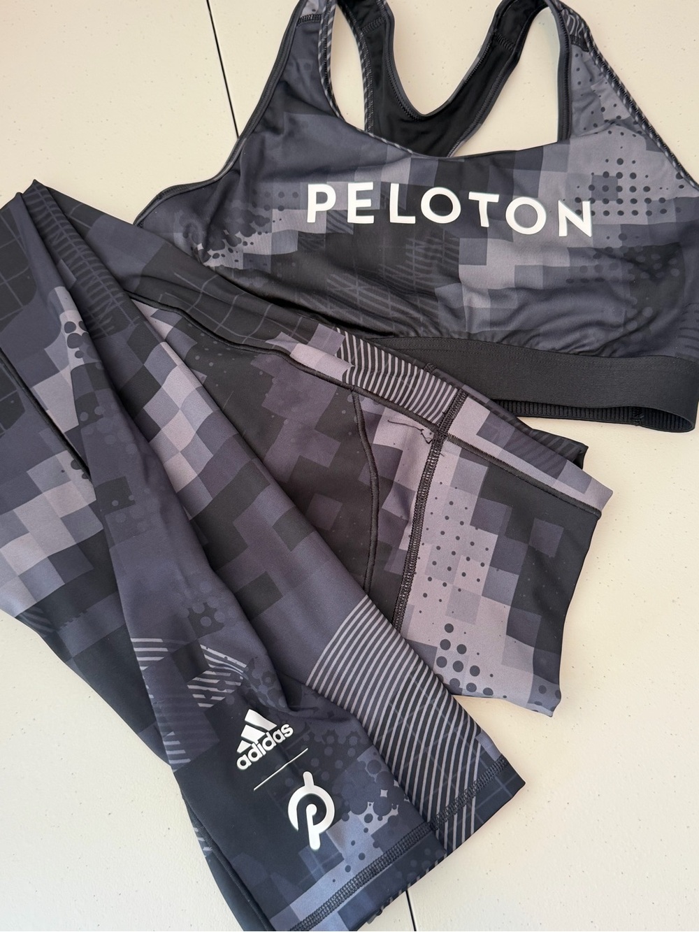 adidas Girls' Black & Gray Pixel Print Leggings